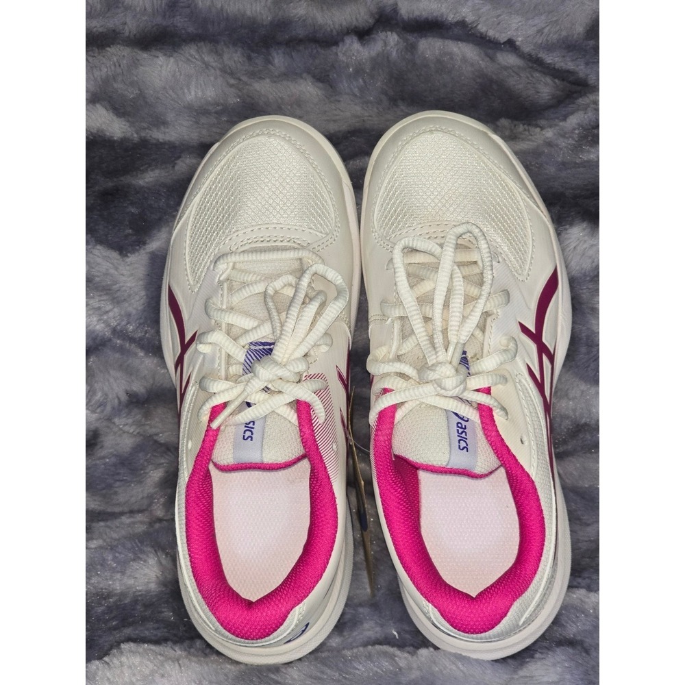 NWOT ASICS Gel-Game GS Tennis Shoes White Pink Rose Blue Kids Size 3.5 - Picture 4 of 6